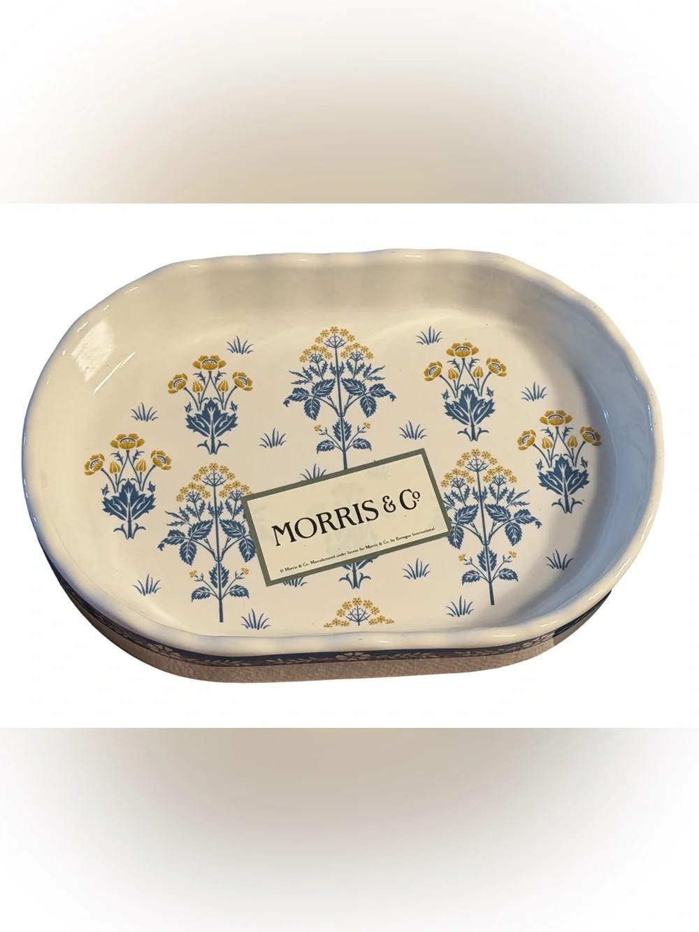Morris & Co NWT Daisy  Blue, Yellow Floral Ceramic Lidded Jar and Soap Dish Set